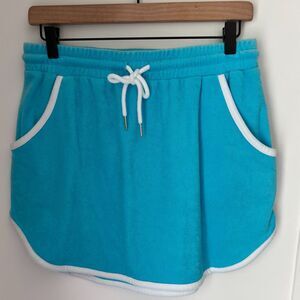 NOBO Front Pocket Drawstring Waist Terry Cloth Sz. L Mini Skirt Swim Cover Up #L